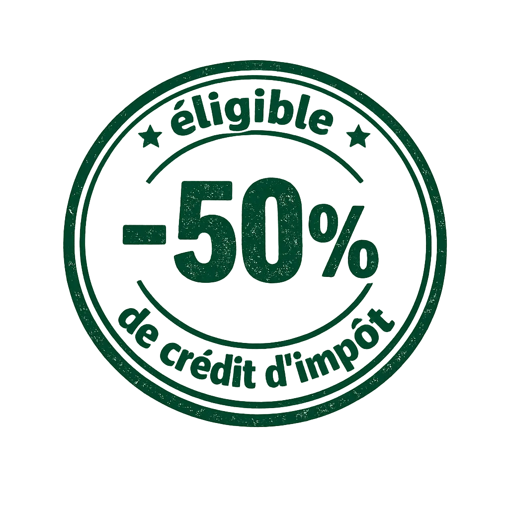éligible à un crédit d'impôt de moins cinquante pour cent